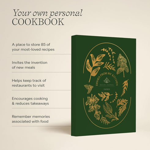 Papier Herb Garden Recipe Journal - Hardback Design | Blank Space To Plan Breakfast Lunch Dinner Dessert | Foodie Gift
