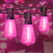 LAMPHOME 26Ft ST38 Outdoor String Lights, Pink Patio Lights, Connectable Waterproof Shatterproof