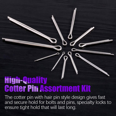 110Pcs 304 Stainless Steel Cotter Pin Clip Key Fastener Assortment Kit for Automotive Mechanics & Small Engine Repair
