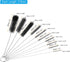 PATIKIL 8.3" Straw Cleaner Brush Set, 10 Different Diameter Stainless Steel Nylon Pipe Wire Cleaning Brush with Hook for Lab Glass Supplies Flask Tube Water Bottles, Black