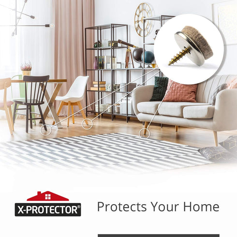 X-Protector Screw-On Felt Pads – 24 Premium Chair Glides for Hardwood Floors 0.8" – Beige Floor Protectors