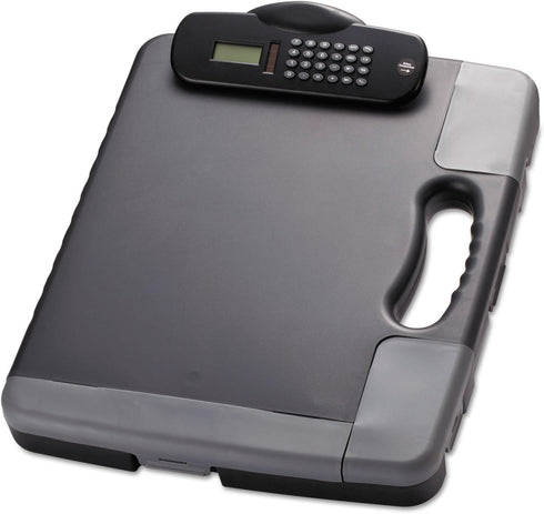 Officemate Portable Clipboard Storage Case with Calculator, Charcoal (83302)