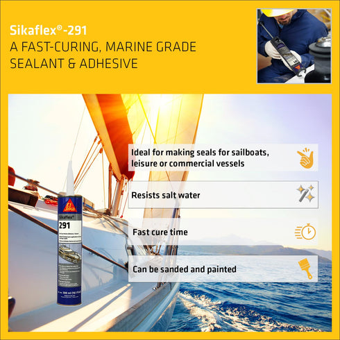 Sikaflex-291, White, General All-Purpose Fast Cure Marine Adhesive and Sealant, 10.1 fl. oz Cartridge