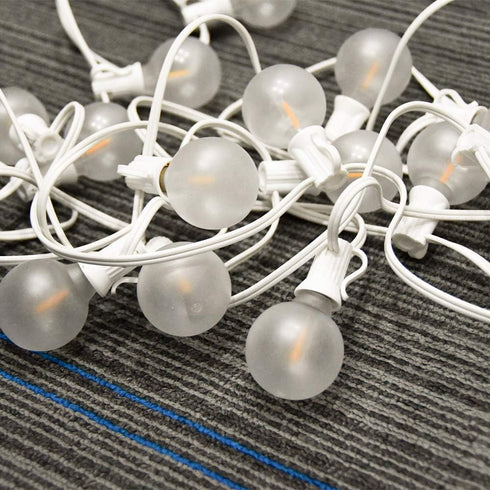 25Ft G40 27 G40 Bulbs, LED Outdoor Christmas Frosted White String Lights with White Pearl Shatterproof Connectable