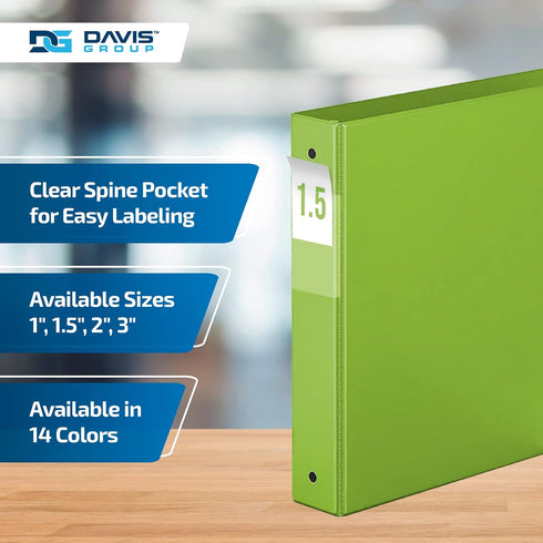 Premium Economy 1.5-Inch Binders | 3-Ring Colored Binder Notebooks, Pack of 6, Round Ring, Lime Green