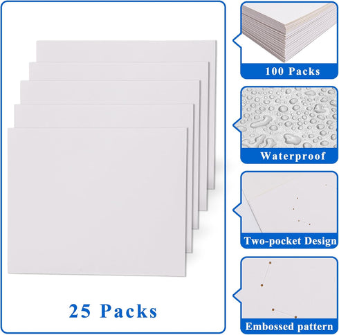 Zzrywuty 50 Packs Two Pocket File Folders, Textured Paper, Letter Size, Holds 100 Sheets for School, Office, Business,