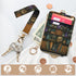 bolimoss Bookshelf Lanyard Wallet for Women Teacher, Goth Skull Leathe RFID Small Keychain Wallet Credit Card Holder