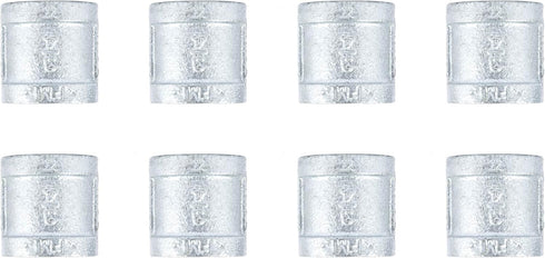 PIPE DÉCOR 3/4 in. Galvanized Malleable Iron Coupling, 8 Pack for DIY Furniture & Plumbing