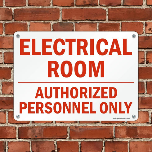 SmartSign U9-1312-NP "Electrical Room - Authorized Personnel Only" Sign, 10" x 14"