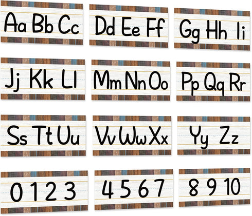 gisgfim 12 Pieces Alphabet Bulletin Board Strips Set - ABC Alphabet Banner & Number Border Posters