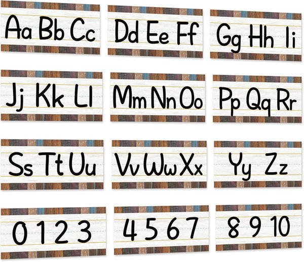 gisgfim 12 Pieces Alphabet Bulletin Board Strips Set - ABC Alphabet Banner & Number Border Posters