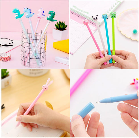 YYaaloa 140pcs Cute Cartoon Gel Ink Pens, 0.5 mm Black Ink Assorted Styles, Fun Kawaii Pens for Kids, Office