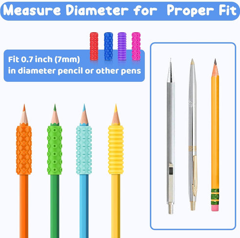 idooss 48 Packs Silicone Textured Pencil Grips, Sensory Fidget Toys for Autism Kids, Writing Aid Tools ADHD Tools