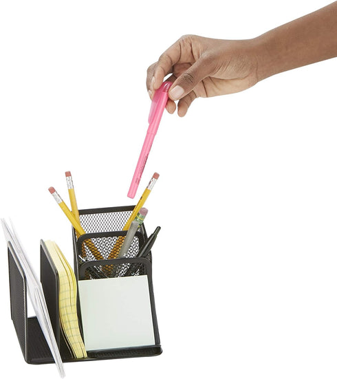 Mind Reader Desk Organizer, 5-Compartment, 2-Piece Same Set Supplies and Accessories Storage for Office Desk (BLACK)