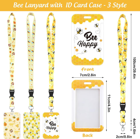 Set of 12 Bee Badge Reel ID Holders with Retractable Alligator Clip for Teacher Nurse Doctor Gifts
