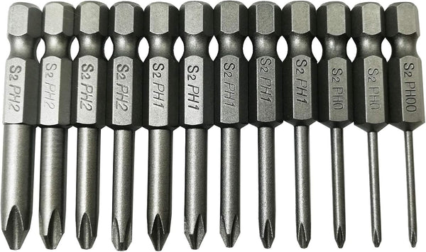 Phillips Cross Screwdriver Bits, 12Pcs 1/4 Hex Shank Magnetic Set, Electric Screwdriver Power Tools