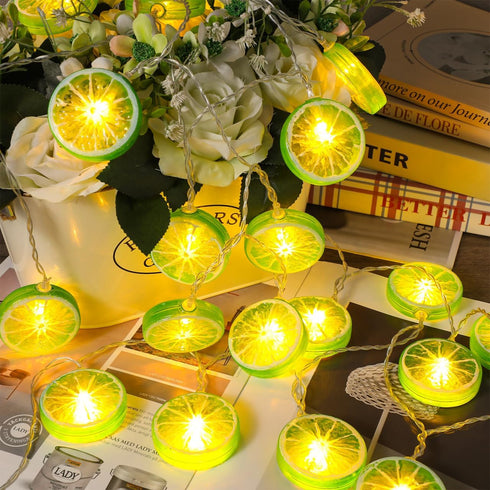 Vibrant Lime Slice LED String Lights for Outdoor Decor
