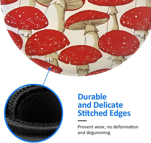 JaoXer 8-Inch Red White Mushroom Round Mouse Pad - Your Desk Companion for Office, Desktop, Laptop, Personal Computers