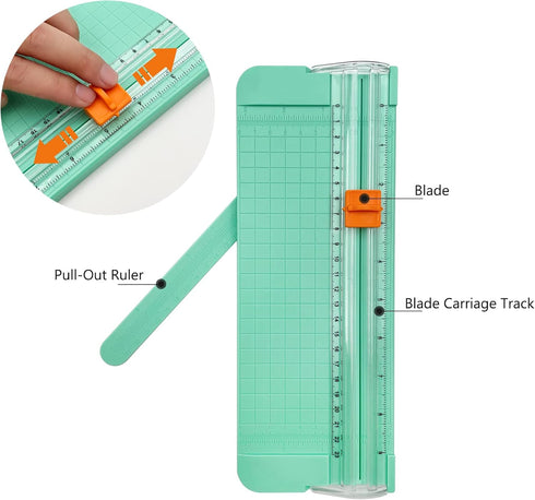 Paper Cutter, A4 Paper Trimmer with Security Safeguard & Side Ruler Portable Straight Edge Cutter for Scrapbooking Craft Paper, Photos, Label, Cardstock (green) by QYQRQF