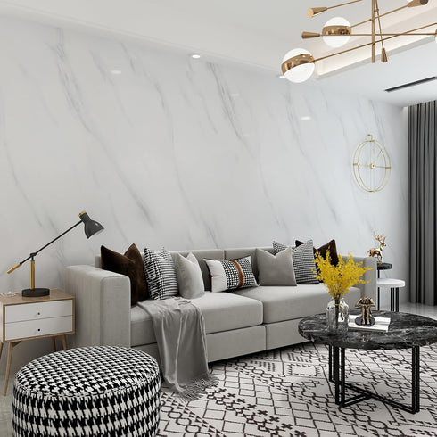 JSEVEM Grey White Marble Wallpaper, 15.74" 118.11" Self Adhesive Removable Decor for Kitchen Countertop