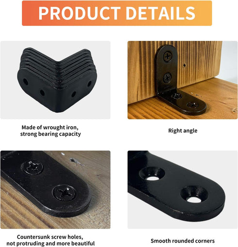 20 2x2 Inch (20 Pack) Pcs L Corner Brackets Black Heavy Duty L Bracket for Joint Right Angle Shelf Support Corner