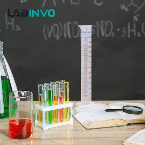 6pcs 100 mL Graduated Cylinder Set, Blue Printed Plastic Measuring Cylinder with Spout, Hexagonal Base, IN-MC100