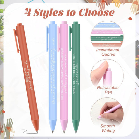 Sinload 24 Sets Volunteer Appreciation Pen Gift Bulk Inspirational Quotes Ballpoint Pens with Volunteer Thank You Card