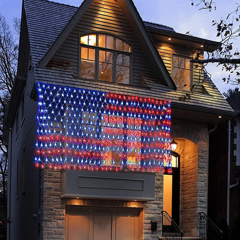 420 4th, American Flag Lights, Super Bright Lighted American Flag Net Light Waterproof US Flags String Light
