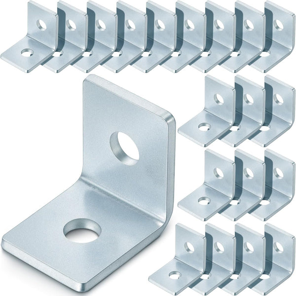 Tandefio 20 Pack 2 Hole L Shaped 90 Degree Angle Connector Bracket for 1/2" Bolt in Strut Channel
