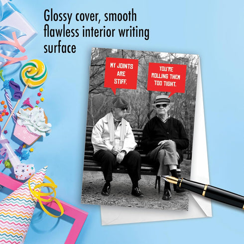 NobleWorks - 1 Funny Birthday Greeting Card with Envelope, Happy Birthday Card for Old Guys, Grown-Up Humor