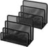 Desk Mail Organizer - Small File Letter Holder, Metal Mesh Desktop Storage for Home or Office (2 Pack Black)