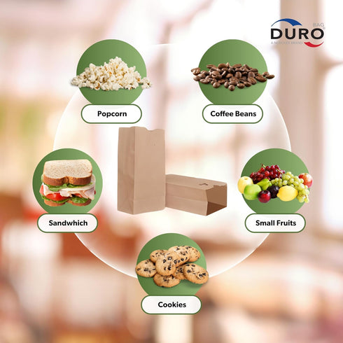 2# 500 Count, 4.31 2.43 7.87 Inches Duro Brown Paper Lunch Bags Bulk Disposable Brown Paper Bags, SOS Small Lunch Bag