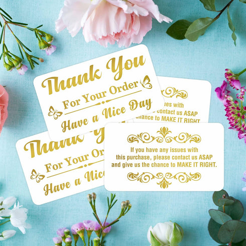 PARTH IMPEX Thank You for Your Order Cards, Pack of 100, 3.5" x 2", Gold Foil Purchase Inserts for Small Business