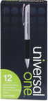 Universal 15540 Advanced Ink Retractable Ballpoint Pen, Black Ink, Silver, 1mm, Dozen