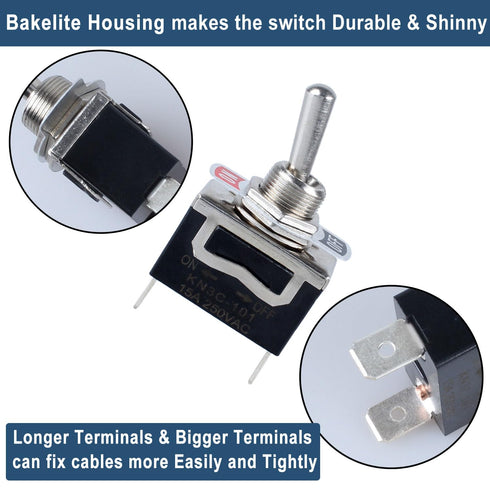 2pcs Waterproof ON/Off Rocker Toggle Switch 30A 12VDC/20A 120VAC SPST 2Pin Electric Pull Push Switch with Pre-Wired
