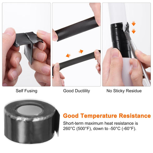 Self Fusing Silicone Tape, 1" x 3ft x 0.02" Waterproof Sealing Rubber Tape for Water Pipe Hose Leak Repair