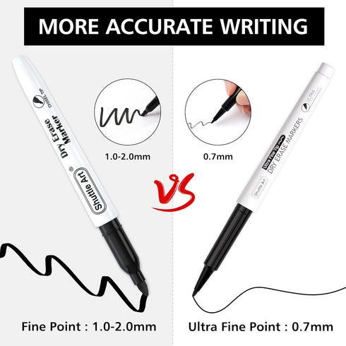 Shuttle Art Ultra Fine Dry Erase Markers, 15 Pack Black Markers for Writing on Whiteboards, Dry-Erase Boards, Mirrors
