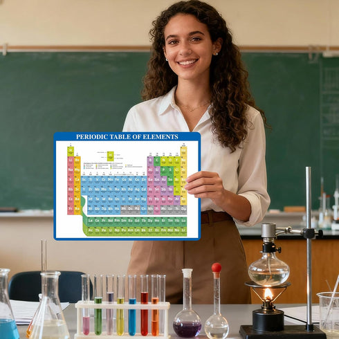 Dinggaogao 2-Pack (8.2x11.2 Inch) Science Poster for Students: Laminated Periodic Table & Equation Sheet Double-Sided