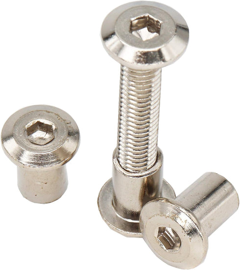 binifiMux 10-Set M8 Rivet Countersunk Hex Socket Cap Connecting Bolts, Nickel Plated for Furniture Cribs