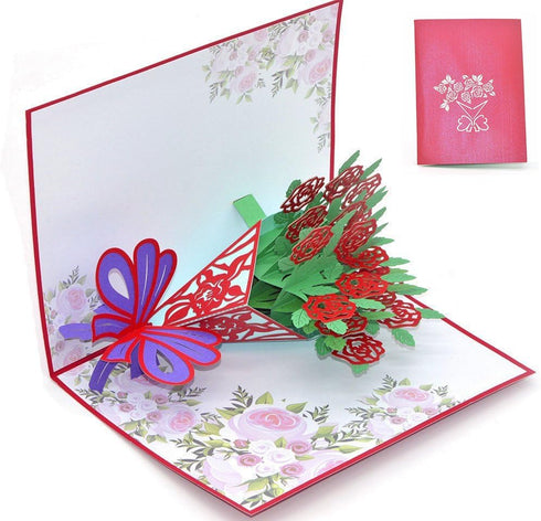 Flower Pop Up Cards 3D, Assorted 4 Flower Greeting Cards with Envelopes for All Occasions