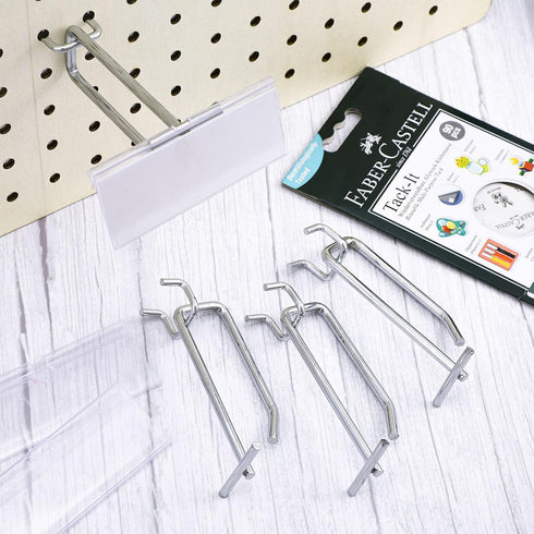 Thyle 50 Pcs Metal Scan Hook with Label Holder for 1/8" to 1/4" Pegboard, Wall Accessories for Home Garage Retail