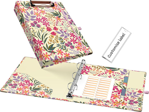 Ospelelf Mini 3 Ring Binder 1 Inch, Cute Binder for 5.5" x 8.5" with 5 Tab Dividers and File Folder Labels