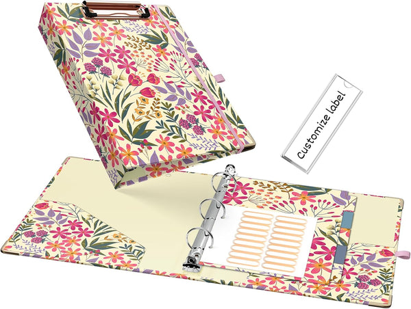 Ospelelf Mini 3 Ring Binder 1 Inch, Cute Binder for 5.5" x 8.5" with 5 Tab Dividers and File Folder Labels