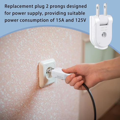 15 Pcs Extension Cord Replacement Plug, 2 Prong 125V 15A Male Power Plug, Rotatable Electric Plugs for Small Appliances