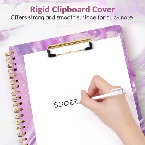 Sooez Clipboard Folio with Refillable Notepad and 10 Storage Pockets for Letter Size, Cute Portfolio for School Office