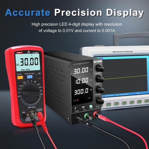 NICE-POWER Variable DC Power Supply, 30V 10A Adjustable Bench Power Supply with 4-Digit LED Display