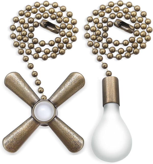 heynsgu Bronze Ceiling Fan Pull Chains, 2Pack 3mm Diameter Beaded Decorative Light Pull