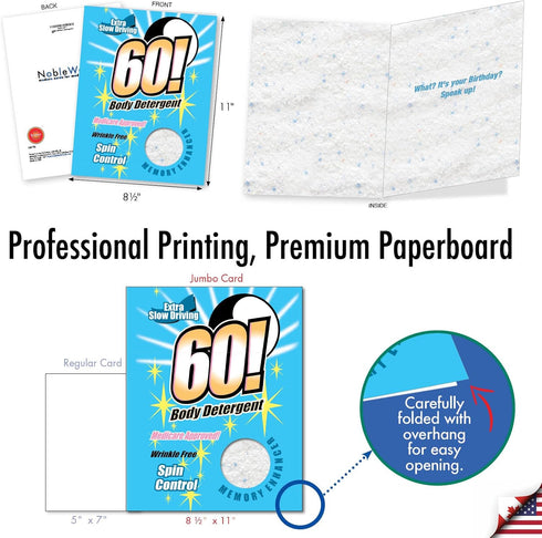 NobleWorks Jumbo Card for 60th Birthdays (8.5 x 11 Inch) - Fun Milestone Birthday Celebration, Big Group Greeting -