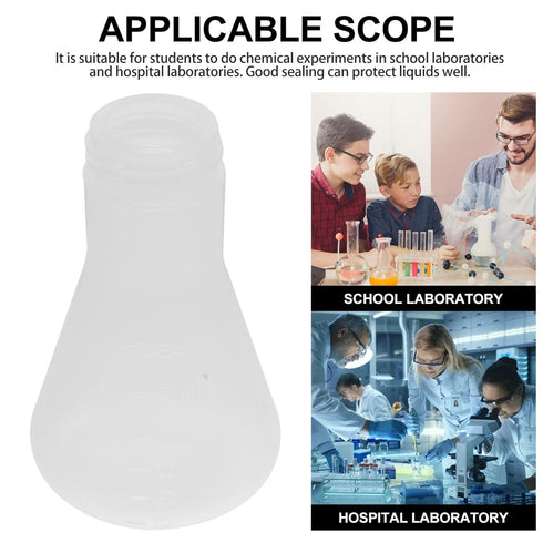 Hemobllo 50ML Plastic Conical Flask Set with Screw Caps and Clear Scale, Laboratory Supplies (10PCS)