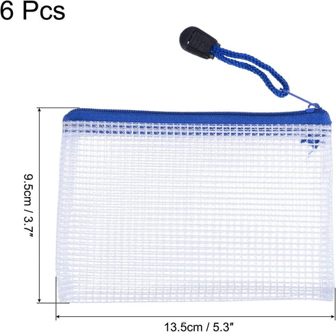 MECCANIXITY Mesh Zipper Bags, B8 Size File Document Pockets, Bill Pouch Folders for Office, Pack of 6